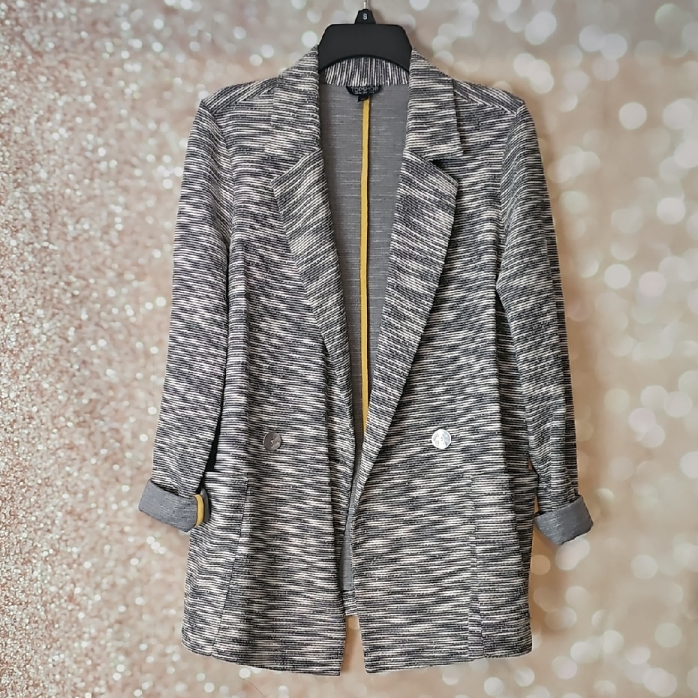 Topshop Blue, Black, and White Women's Blazer
